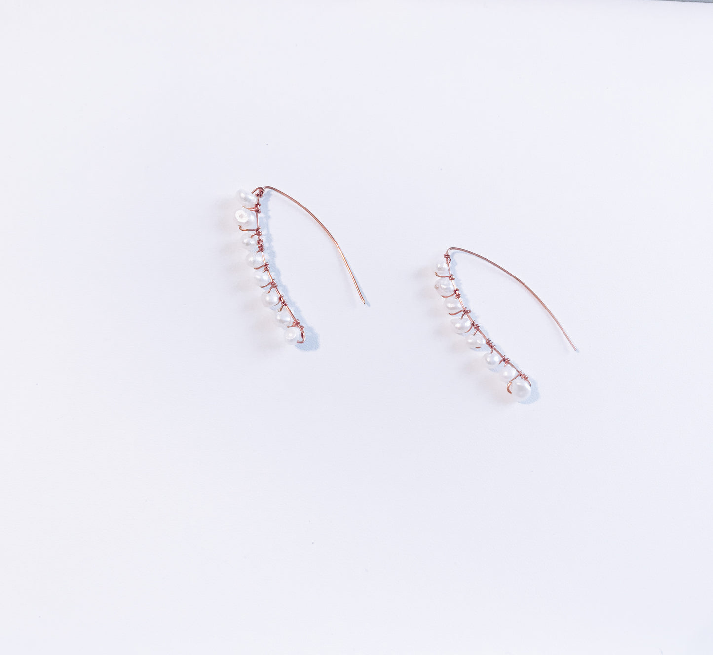 Pearl Drop Earrings In Rose Gold