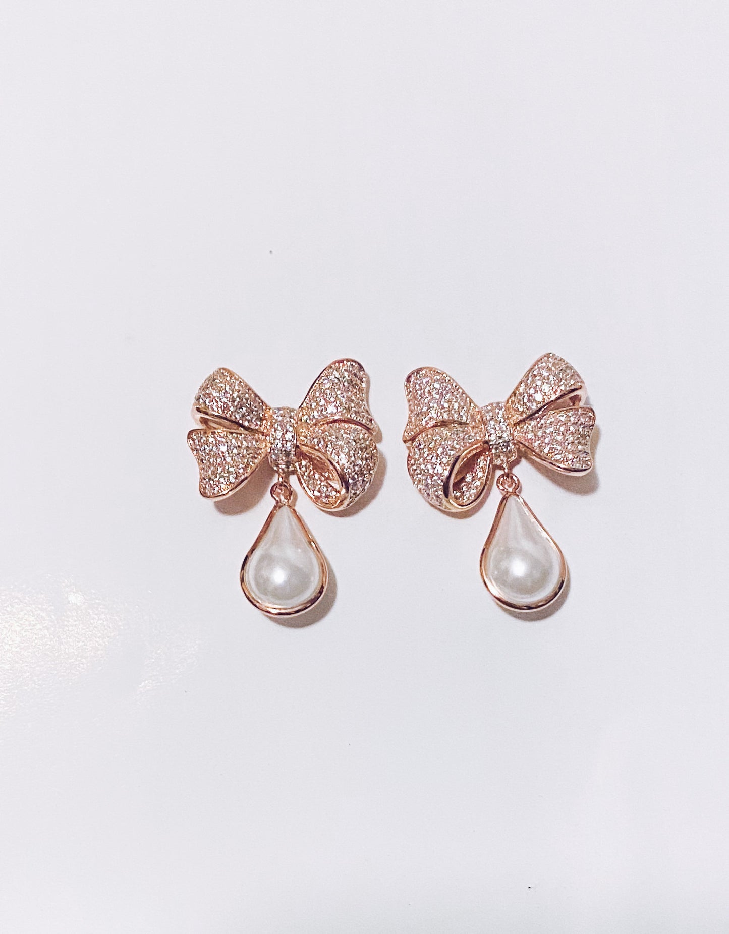 Bow Pear Drop Earrings