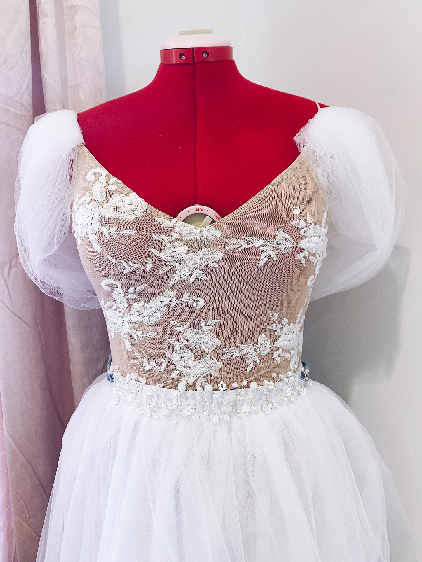 Silver and Blue Bridal Sash