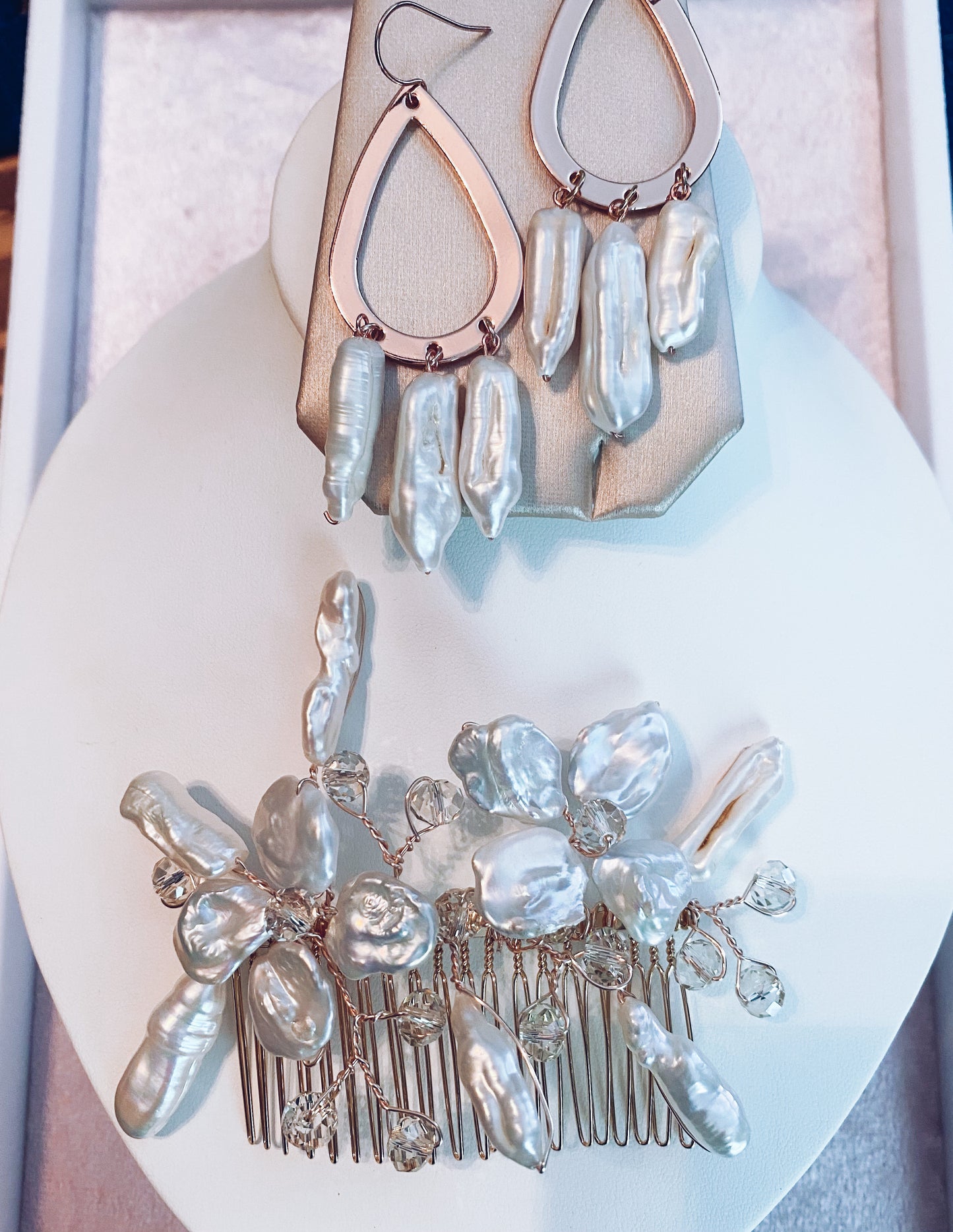 Mother of Pearl Tri Drop Earrings