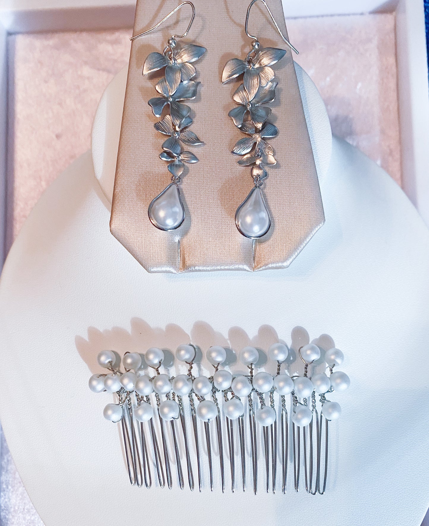 Mini Silver Pearl Cluster Comb