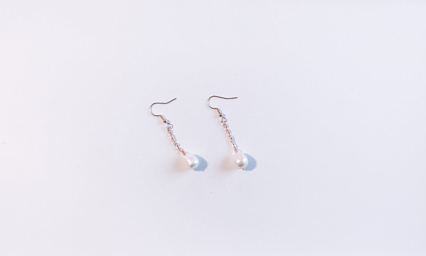 Pearl Drop Earrings in Rose Gold